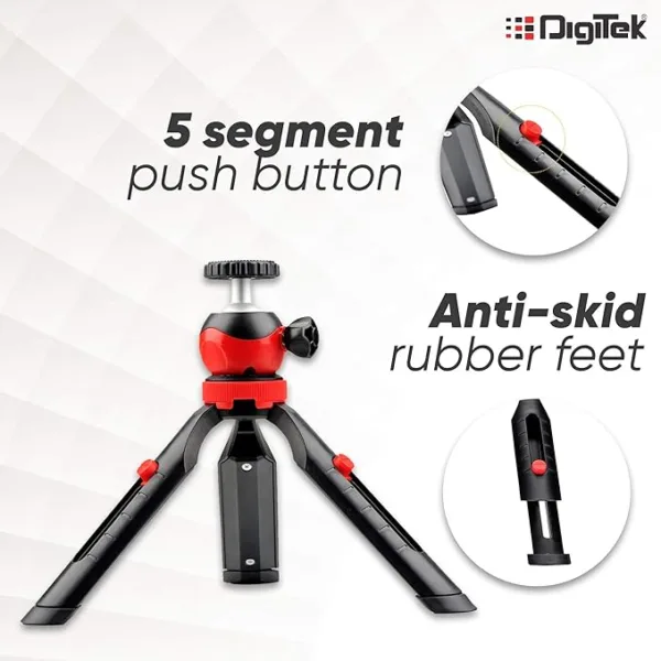 DIGITEK® (DTR-200MT) 18CM Flexible & Portable Mini Tripod with Smartphone Holder & 360° Ball Head - Image 5