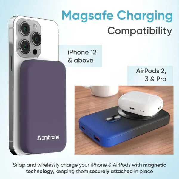 Ambrane MagSafe Wireless 10000mAh Fast Charging Power Bank, Strong Magnet, 22.5W Output - Image 5